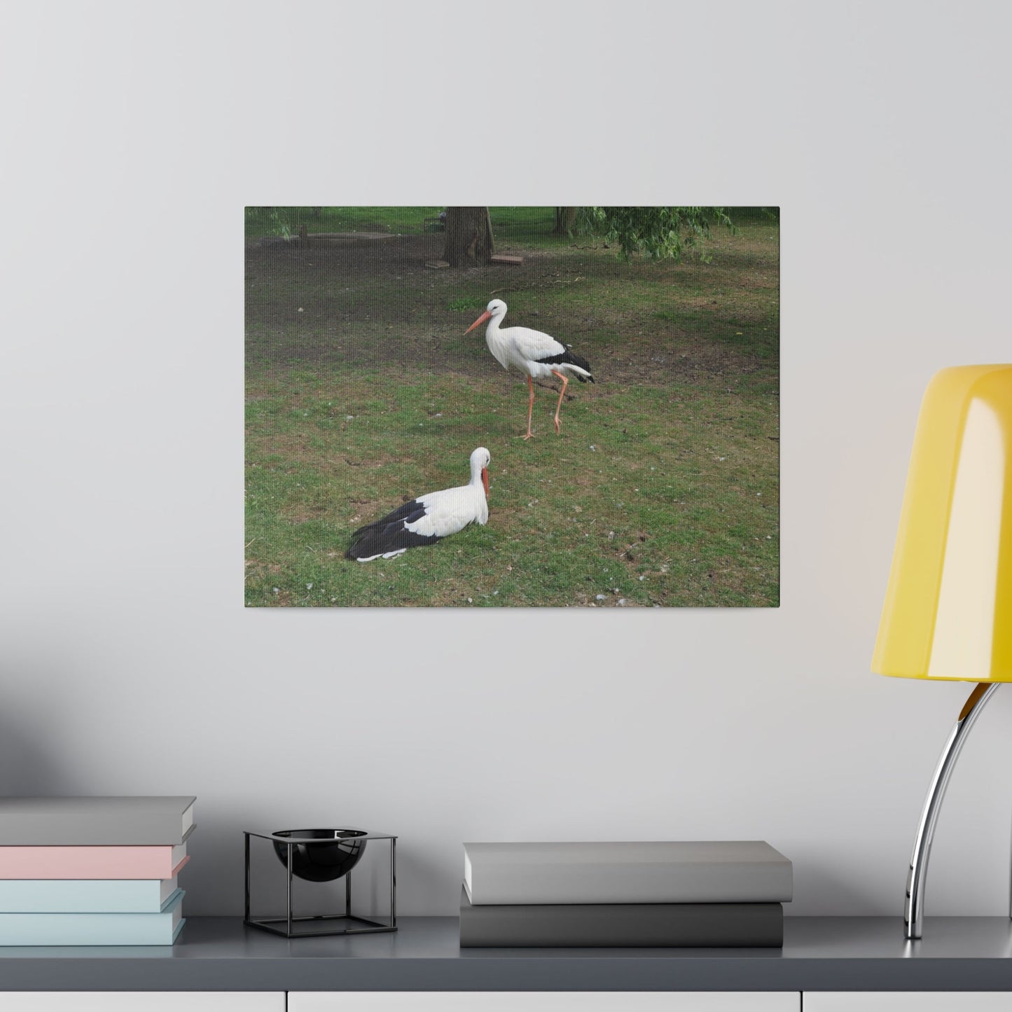 Two White Stork's, Matte Canvas, Stretched, 0.75" - The Trio Synergize Group
