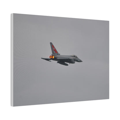 Typhoon Flying From The Left With Afterburners On Close Up Rear Side View, Matte Canvas, Stretched, 0.75" - The Trio Synergize Group