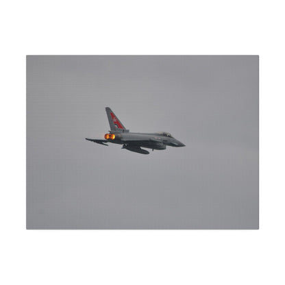 Typhoon Flying From The Left With Afterburners On Close Up Rear Side View, Matte Canvas, Stretched, 0.75" - The Trio Synergize Group