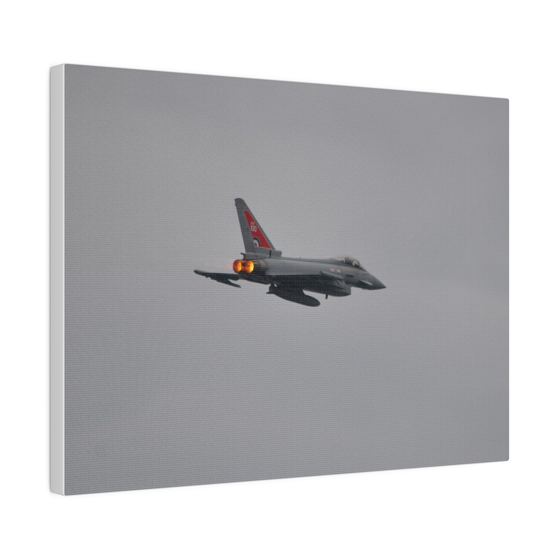 Typhoon Flying From The Left With Afterburners On Close Up Rear Side View, Matte Canvas, Stretched, 0.75" - The Trio Synergize Group