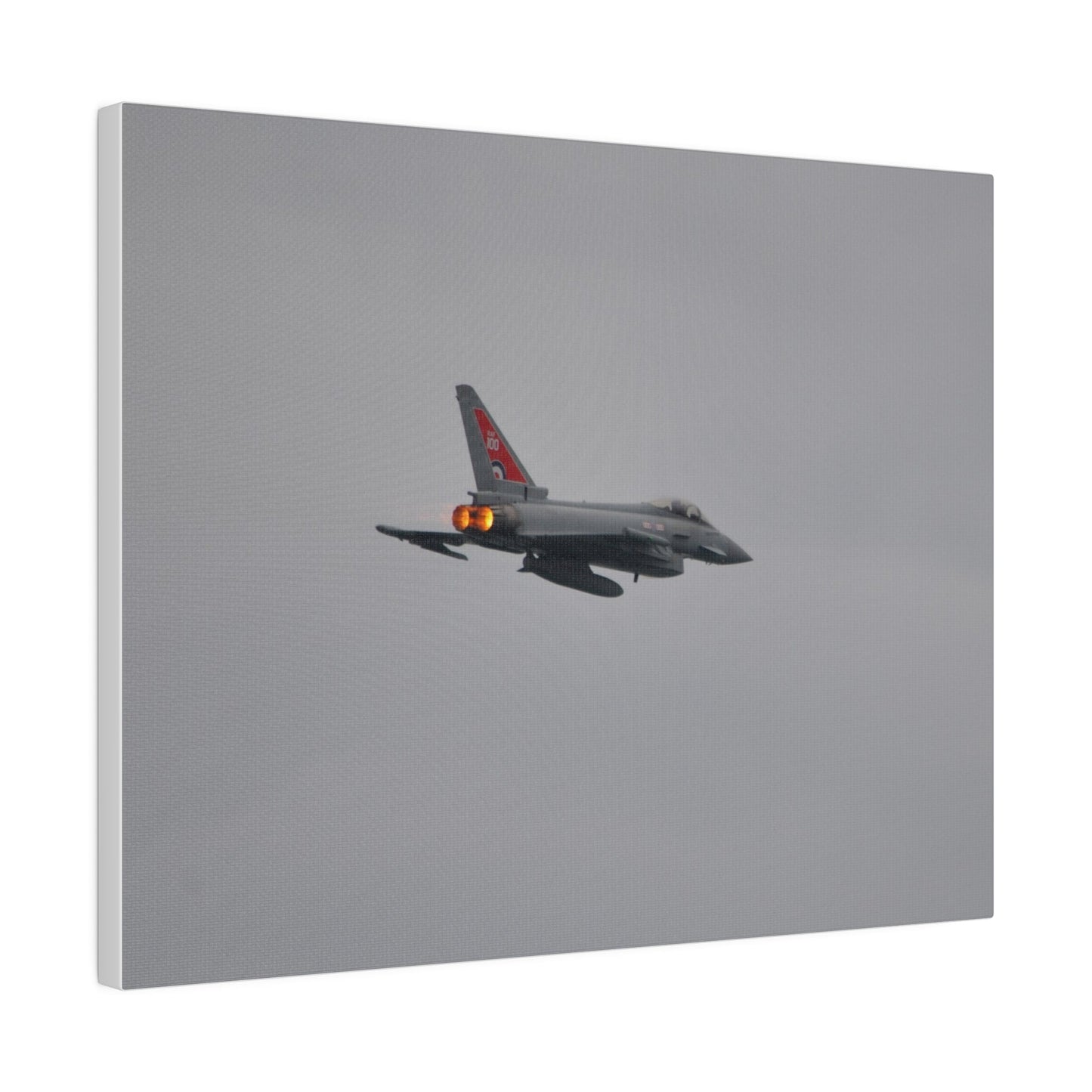 Typhoon Flying From The Left With Afterburners On Close Up Rear Side View, Matte Canvas, Stretched, 0.75" - The Trio Synergize Group