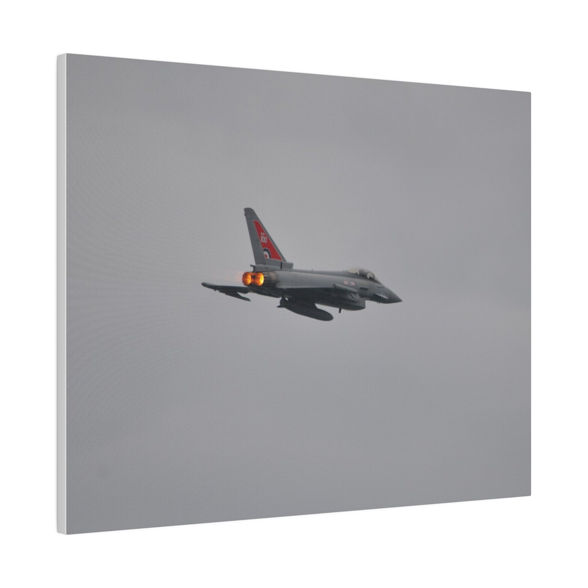 Typhoon Flying From The Left With Afterburners On Close Up Rear Side View, Matte Canvas, Stretched, 0.75" - The Trio Synergize Group