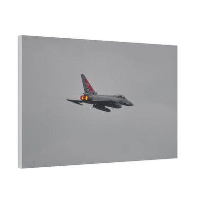 Typhoon Flying From The Left With Afterburners On Close Up Rear Side View, Matte Canvas, Stretched, 0.75" - The Trio Synergize Group