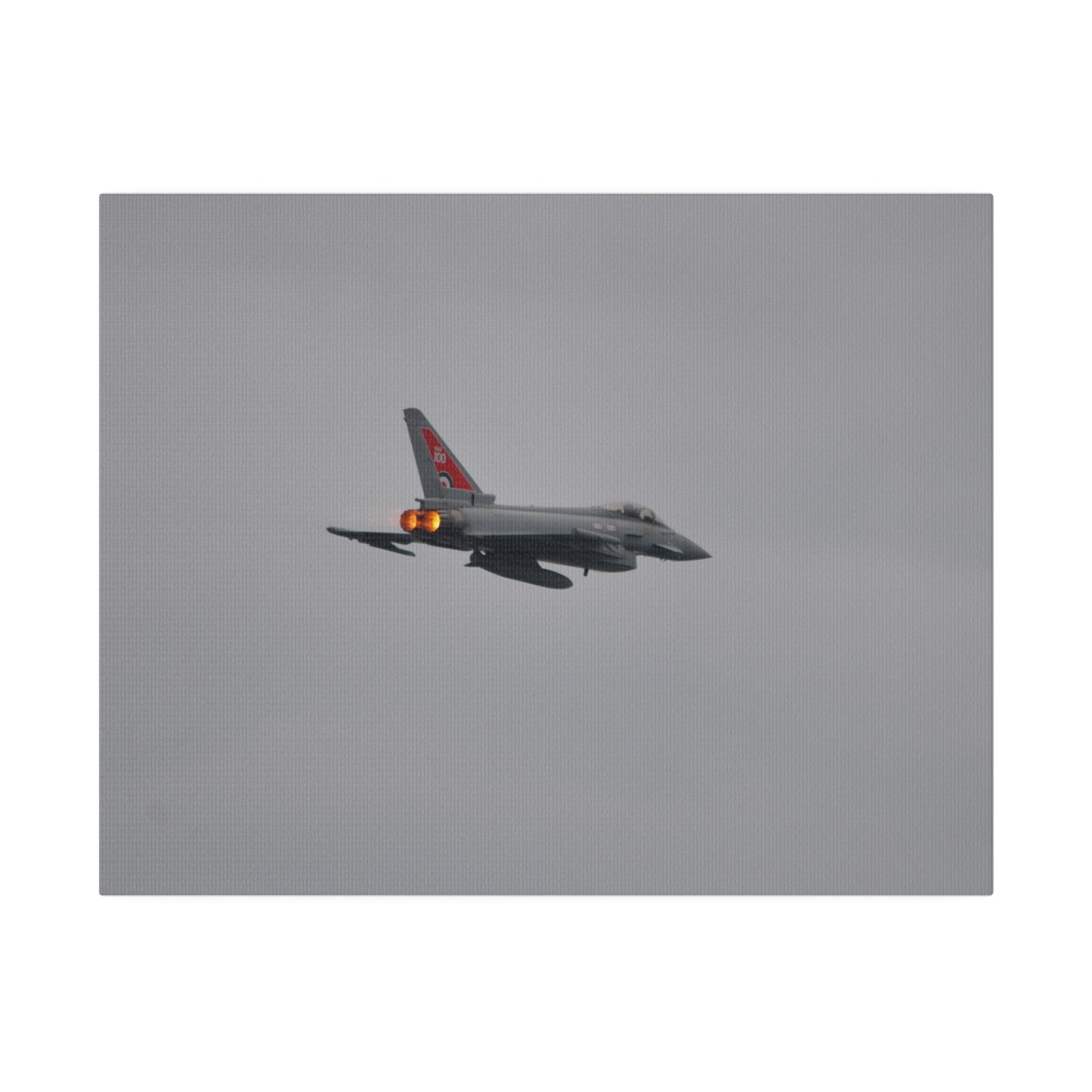Typhoon Flying From The Left With Afterburners On Close Up Rear Side View, Matte Canvas, Stretched, 0.75" - The Trio Synergize Group