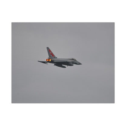 Typhoon Flying From The Left With Afterburners On Close Up Rear Side View, Matte Canvas, Stretched, 0.75" - The Trio Synergize Group