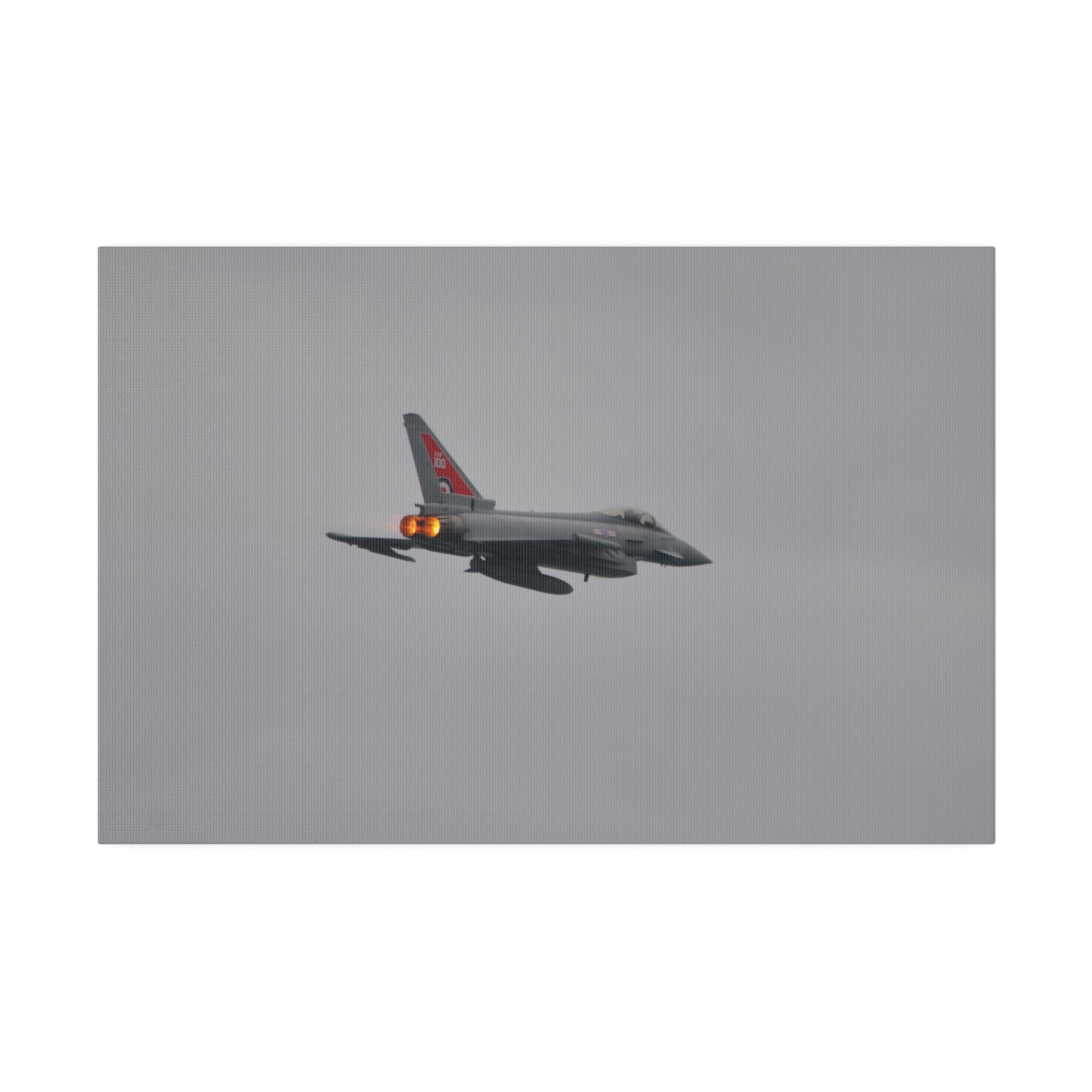 Typhoon Flying From The Left With Afterburners On Close Up Rear Side View, Matte Canvas, Stretched, 0.75" - The Trio Synergize Group