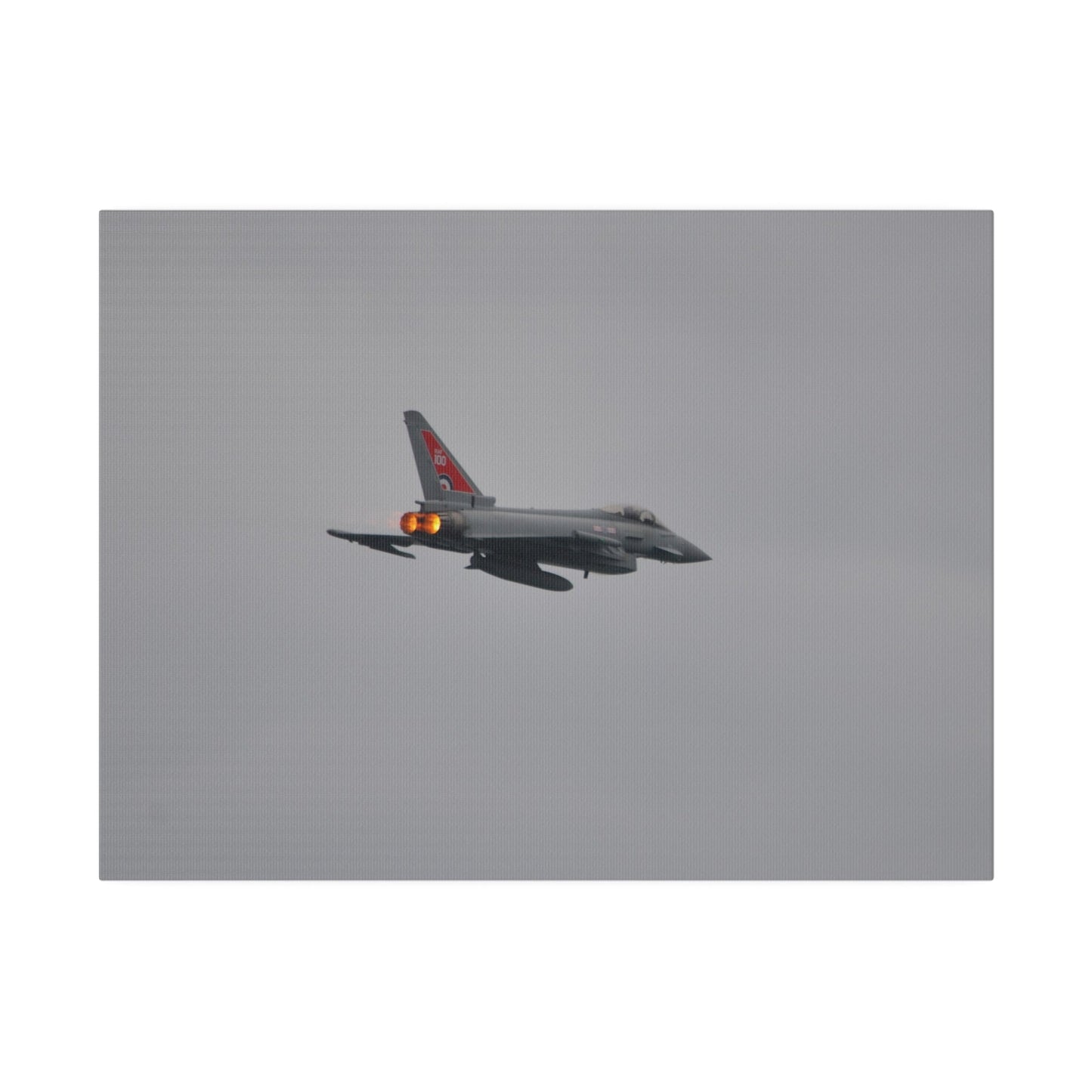 Typhoon Flying From The Left With Afterburners On Close Up Rear Side View, Matte Canvas, Stretched, 0.75" - The Trio Synergize Group