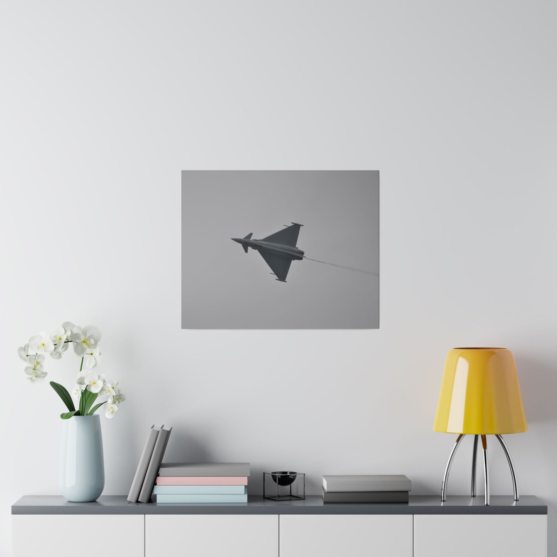 Typhoon Flying From The Right Sideways With Top View With Smoke, Matte Canvas, Stretched, 0.75" - The Trio Synergize Group