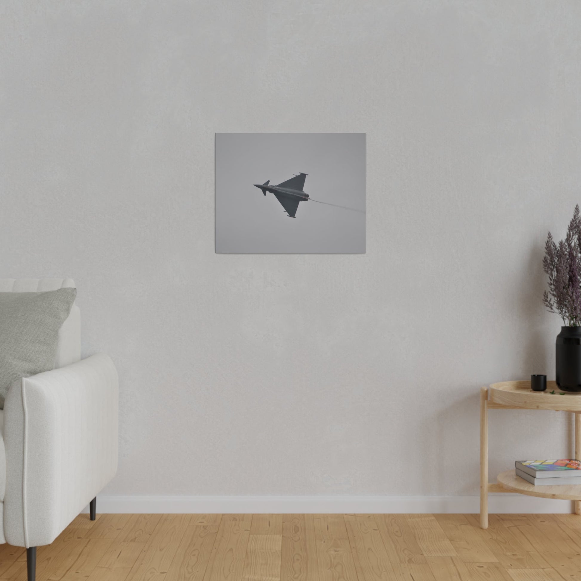 Typhoon Flying From The Right Sideways With Top View With Smoke, Matte Canvas, Stretched, 0.75" - The Trio Synergize Group