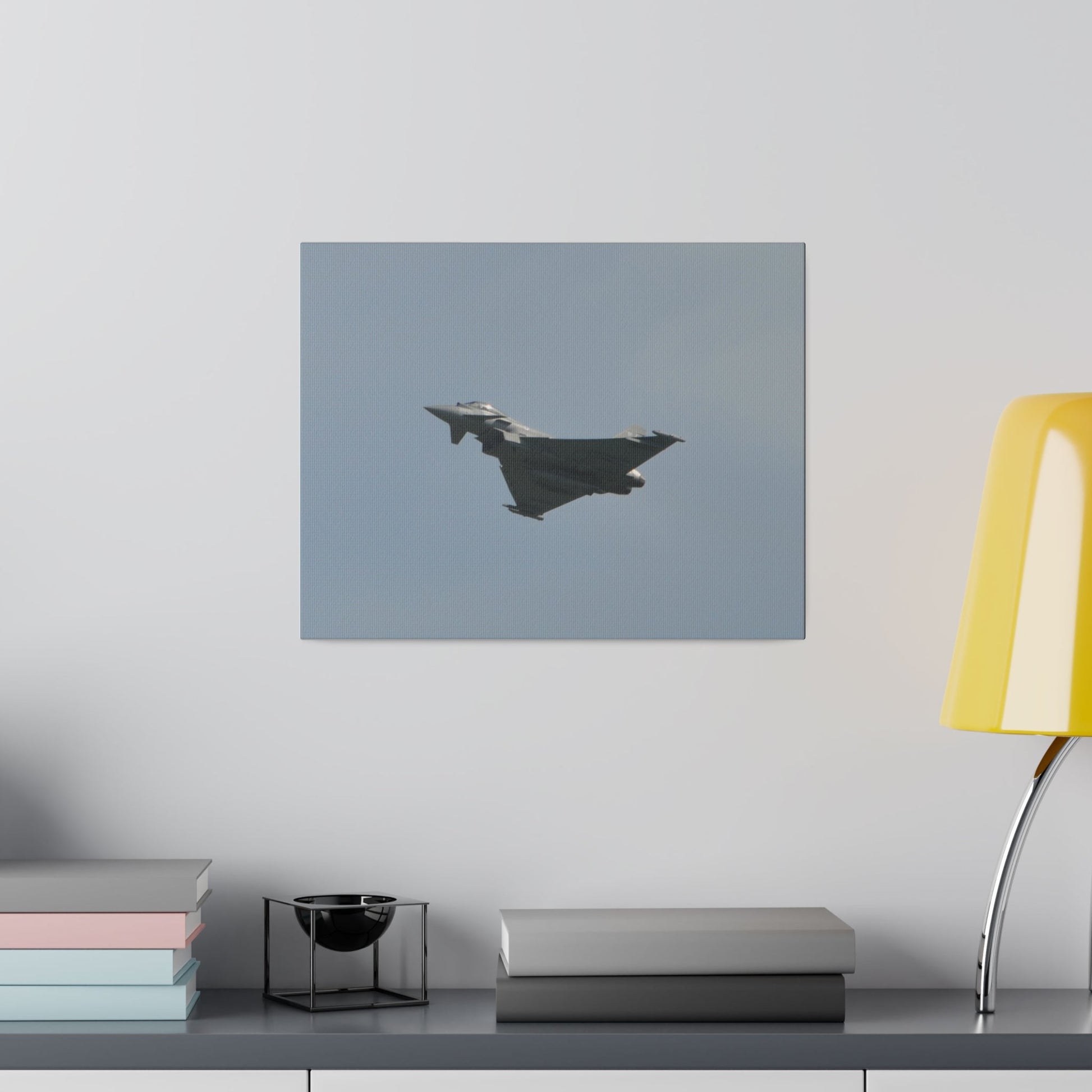 Typhoon Flying From The Right With Front And A View Of The Undercarriage Close Up, Matte Canvas, Stretched, 0.75" - The Trio Synergize Group