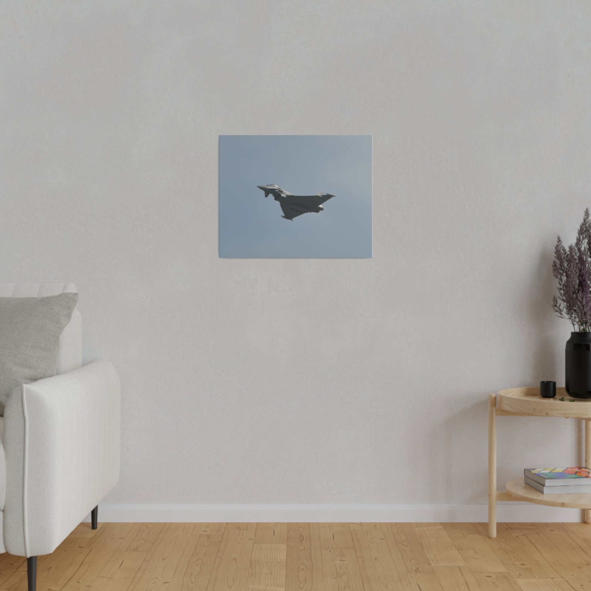 Typhoon Flying From The Right With Front And A View Of The Undercarriage Close Up, Matte Canvas, Stretched, 0.75" - The Trio Synergize Group