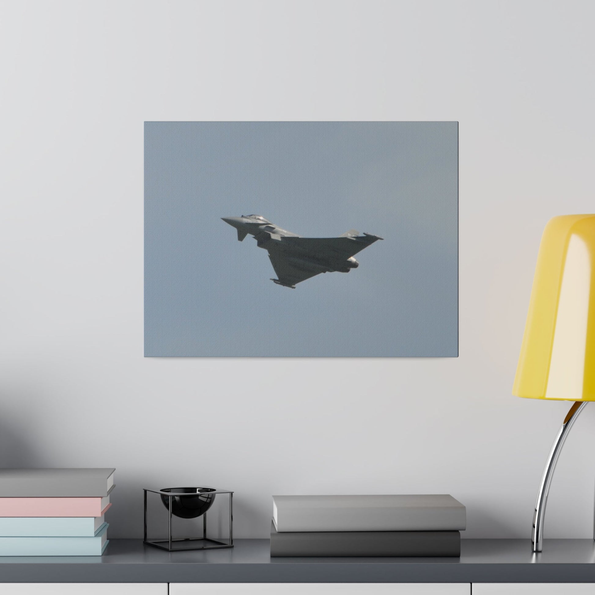 Typhoon Flying From The Right With Front And A View Of The Undercarriage Close Up, Matte Canvas, Stretched, 0.75" - The Trio Synergize Group