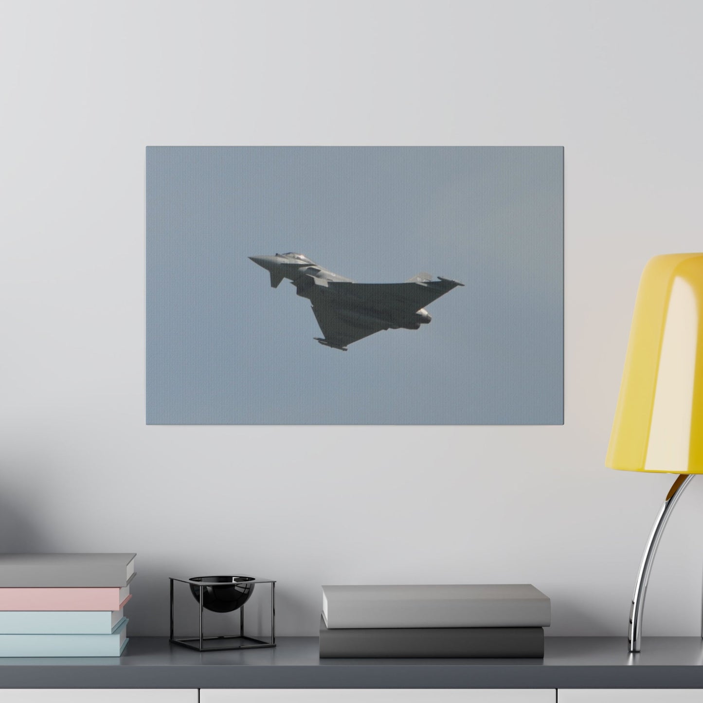 Typhoon Flying From The Right With Front And A View Of The Undercarriage Close Up, Matte Canvas, Stretched, 0.75" - The Trio Synergize Group
