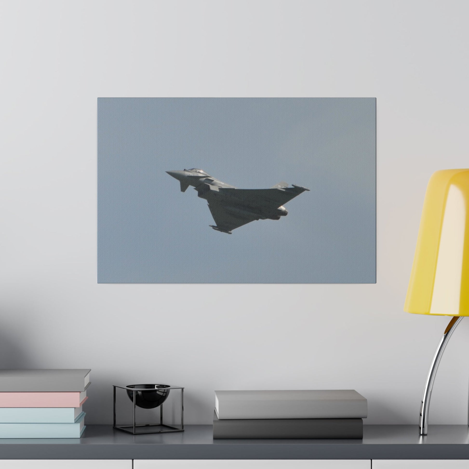 Typhoon Flying From The Right With Front And A View Of The Undercarriage Close Up, Matte Canvas, Stretched, 0.75" - The Trio Synergize Group
