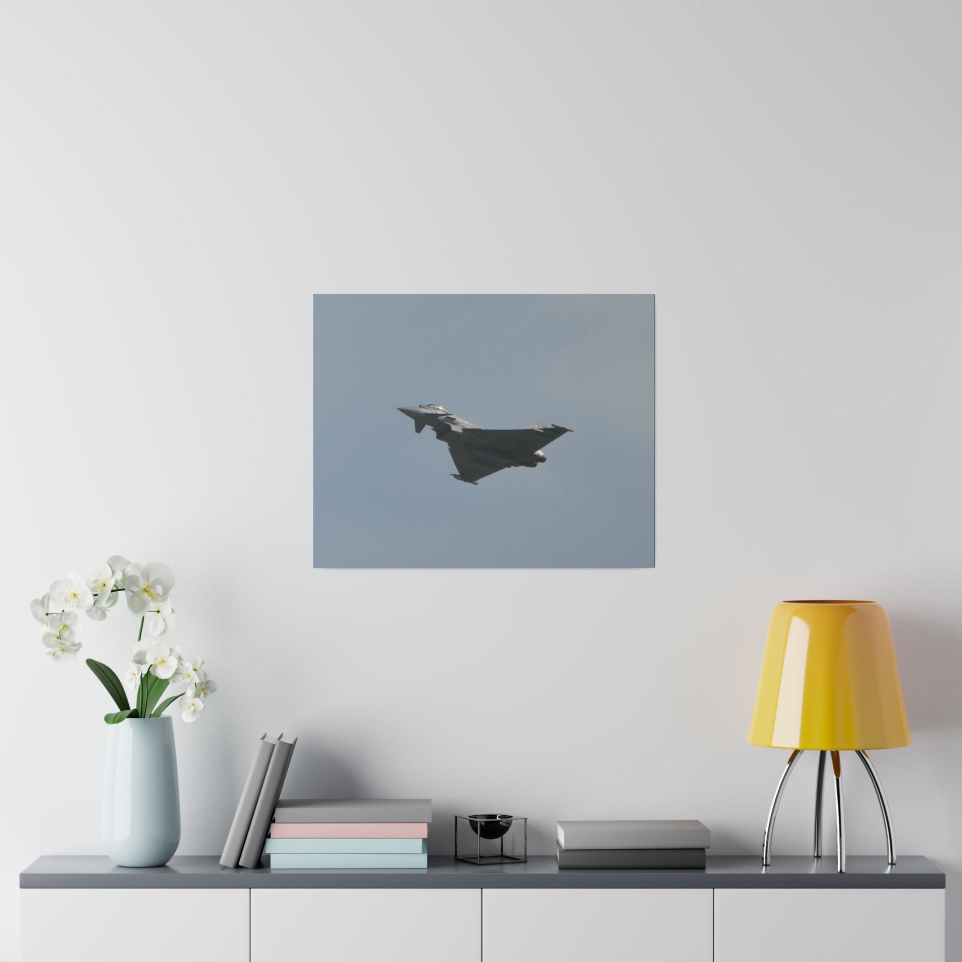 Typhoon Flying From The Right With Front And A View Of The Undercarriage Close Up, Matte Canvas, Stretched, 0.75" - The Trio Synergize Group
