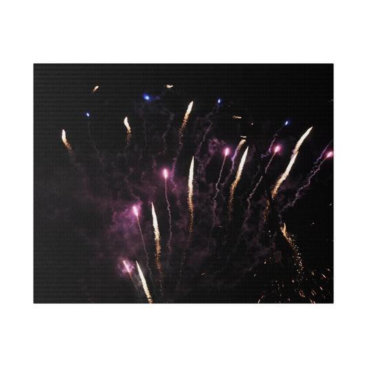 White And Purple Fireworks With Purple Smoke Canvas - The Trio Synergize Group