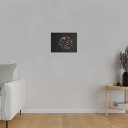 White Firework With Orange Trails And Purple Dots, Matte Canvas, Stretched, 0.75" - The Trio Synergize Group