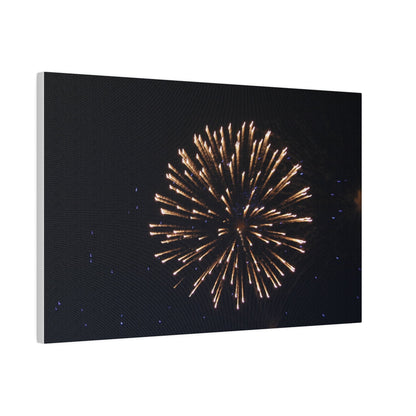 White Firework With Orange Trails And Purple Dots, Matte Canvas, Stretched, 0.75" - The Trio Synergize Group