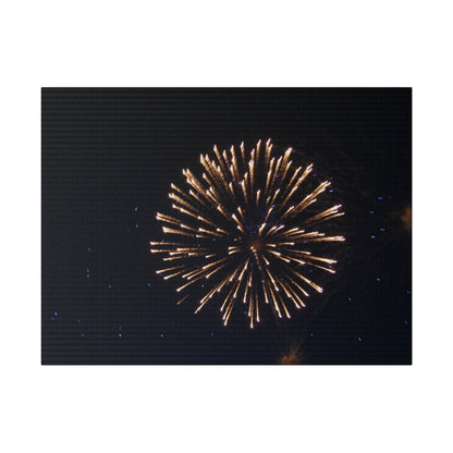 White Firework With Orange Trails And Purple Dots, Matte Canvas, Stretched, 0.75" - The Trio Synergize Group