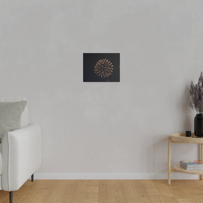 White Firework With Orange Trails And Purple Dots, Matte Canvas, Stretched, 0.75" - The Trio Synergize Group