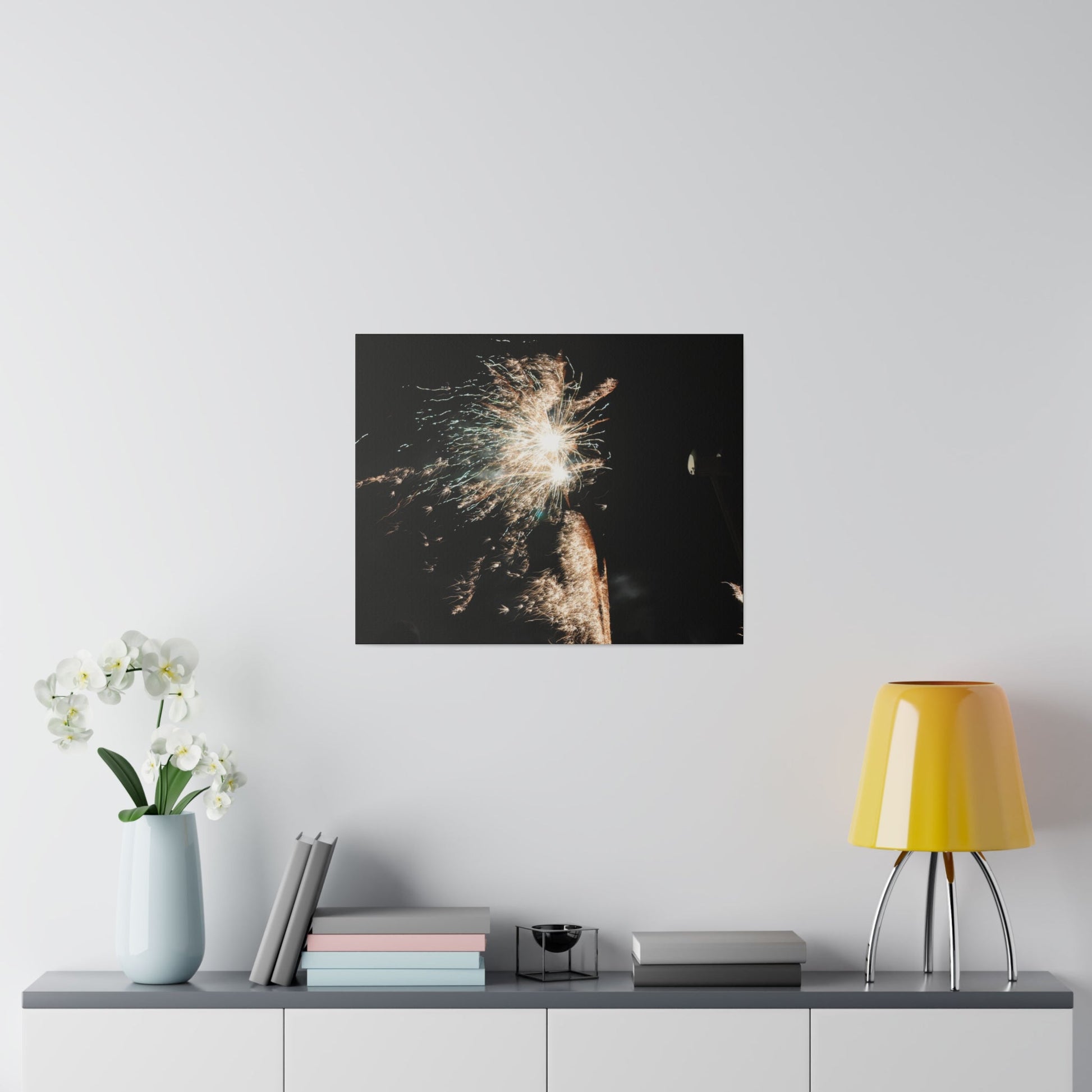 White Sparkle Firework, Matte Canvas, Stretched, 0.75" - The Trio Synergize Group