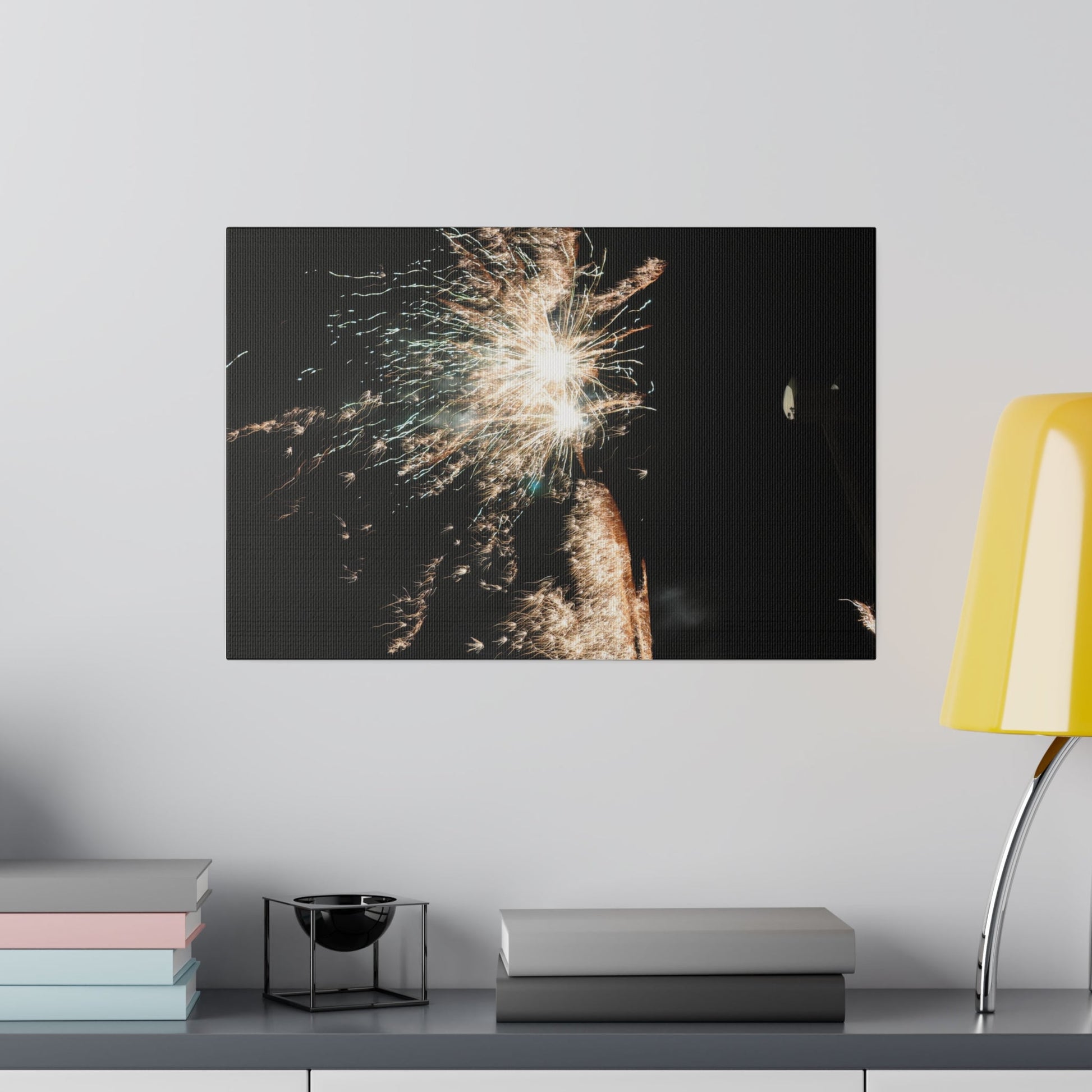 White Sparkle Firework, Matte Canvas, Stretched, 0.75" - The Trio Synergize Group