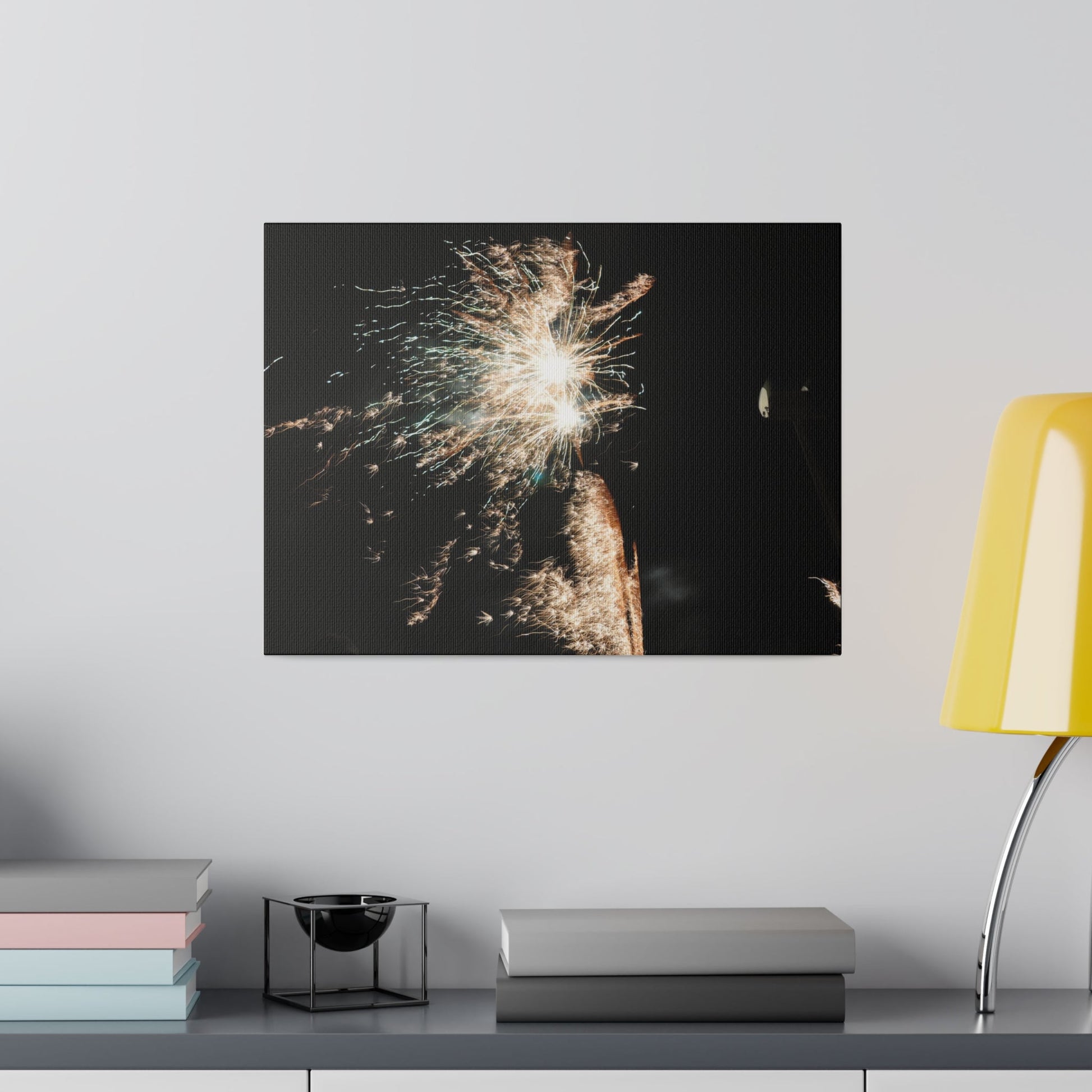 White Sparkle Firework, Matte Canvas, Stretched, 0.75" - The Trio Synergize Group