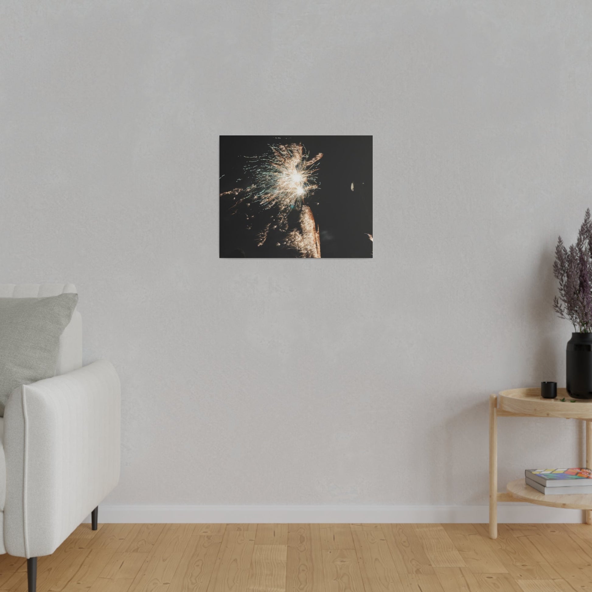 White Sparkle Firework, Matte Canvas, Stretched, 0.75" - The Trio Synergize Group