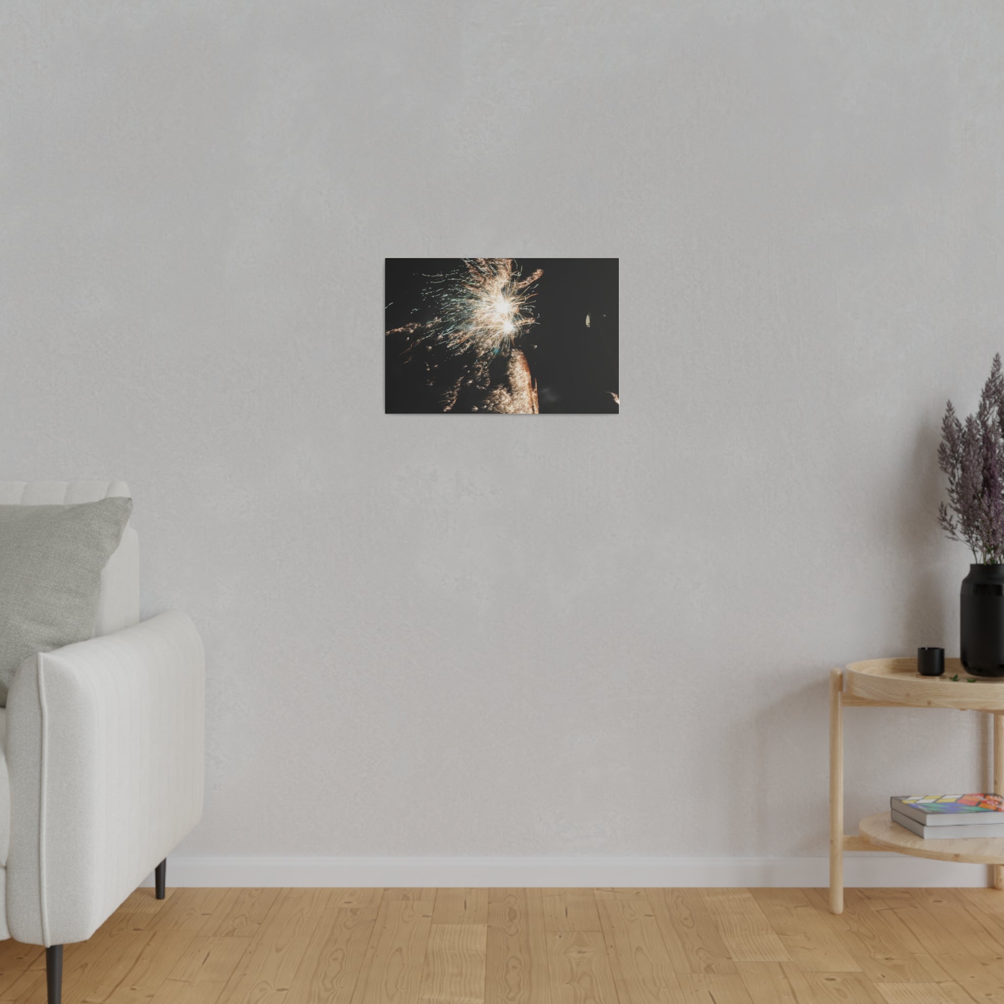 White Sparkle Firework, Matte Canvas, Stretched, 0.75" - The Trio Synergize Group