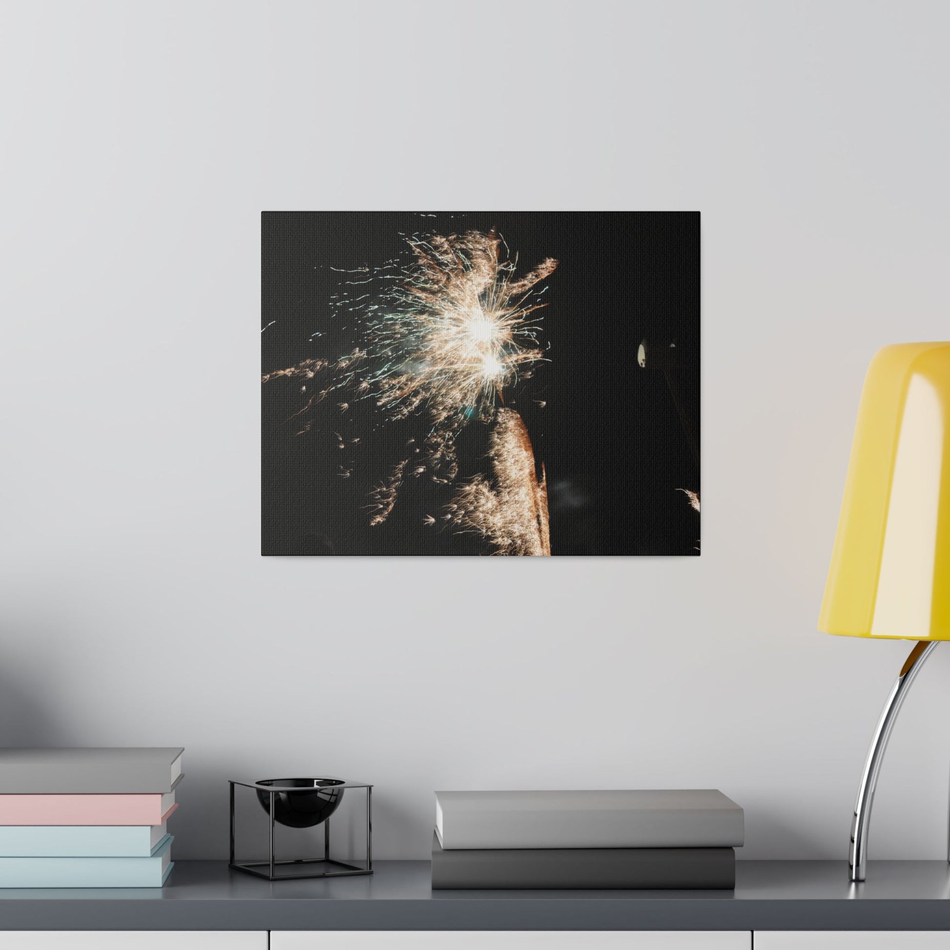 White Sparkle Firework, Matte Canvas, Stretched, 0.75" - The Trio Synergize Group